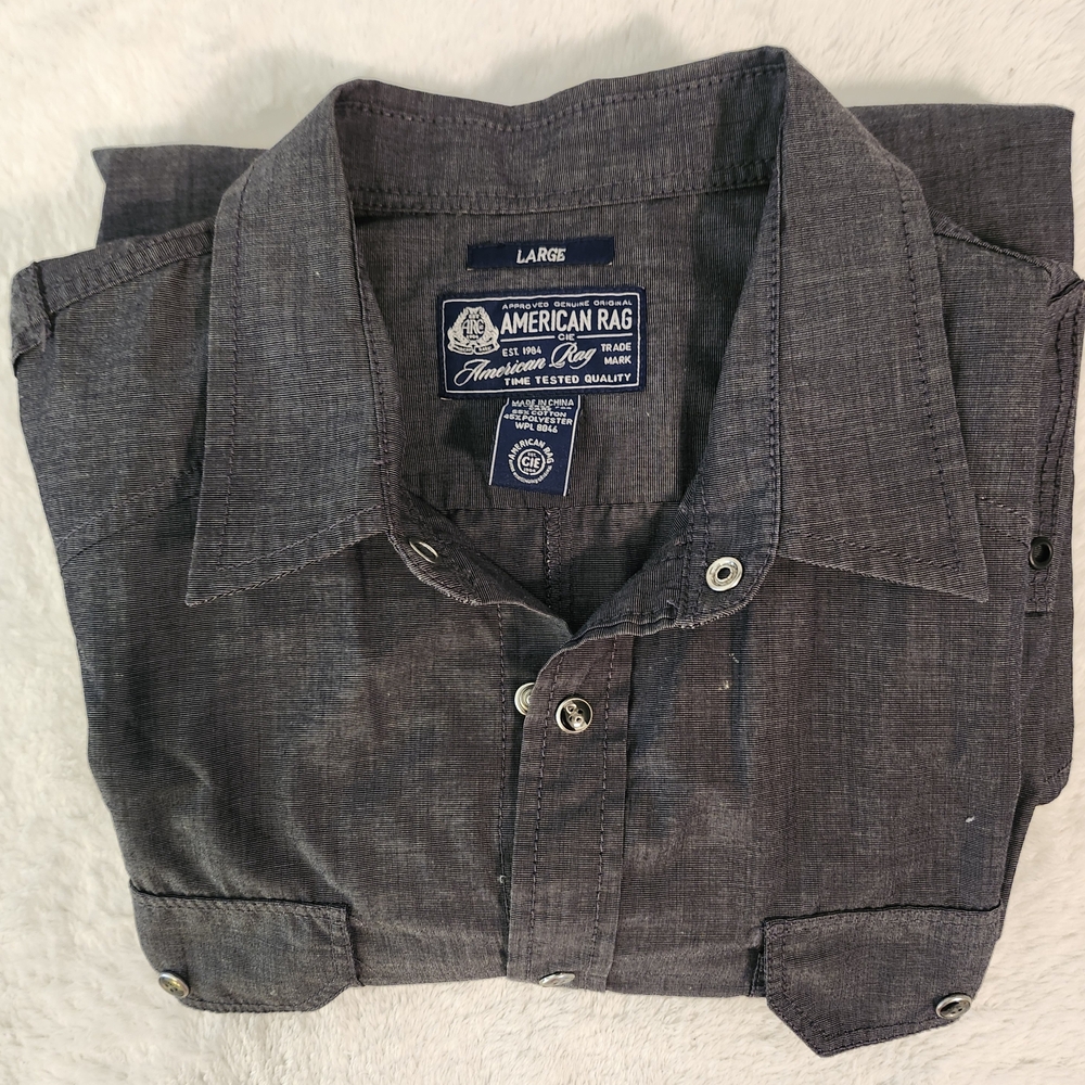 American Rag Dark Gray Button-Up Shirt